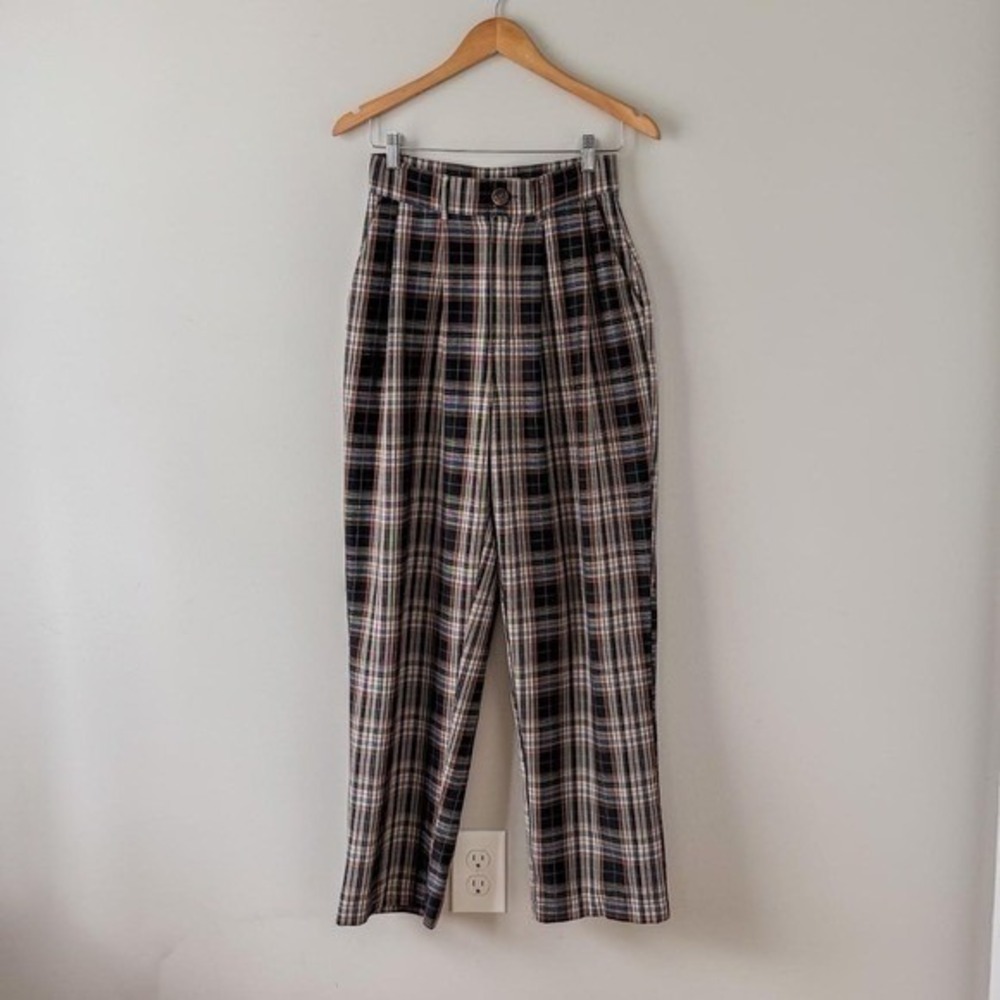 Pamela Love Preppy Fall Plaid Trousers Size 4 Pleated Collegiate